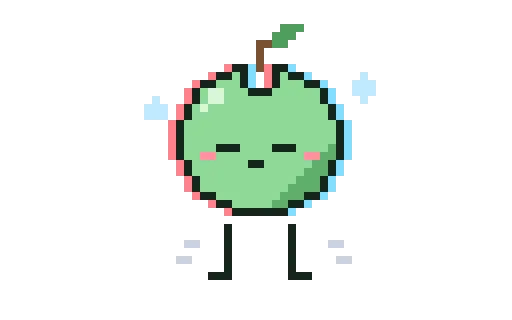 Green apple character sweating on shaky legs